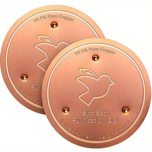 2pcs Bird Bath Copper Plate, 4 Inch 2mm Enhanced 99.99% Copper Cleaning Pad with Triple Support Point, Year-round Physical Safe Water Use, Suitable for Outdoor Universal Bird Tubs and Bowls, Garden Decor, Stylish Yard Furnish