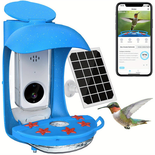 Smart Bird Feeder Camera With Solar Panel & Auto Capture - 1080P HD AI Identify 11, 000+ Species, Night Vision, IP65 Wireless Design, Real-Time Alerts & Motion Detection For Hummingbird Watching