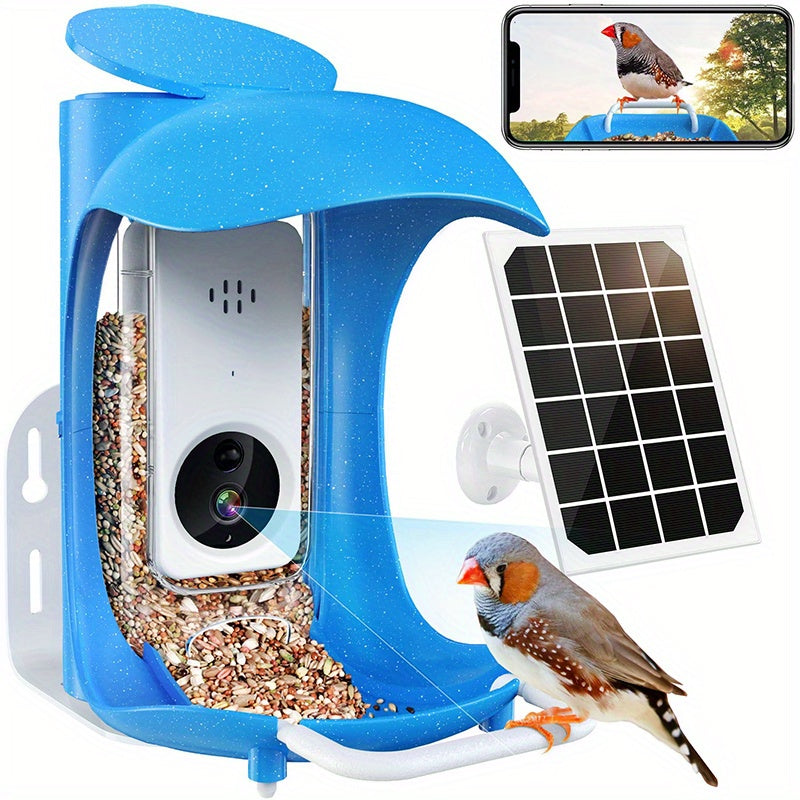 Smart Bird Feeder Camera With Solar Panel & Auto Capture - 1080P HD AI Identify 11, 000+ Species, Night Vision, IP65 Wireless Design, Real-Time Alerts & Motion Detection For Hummingbird Watching