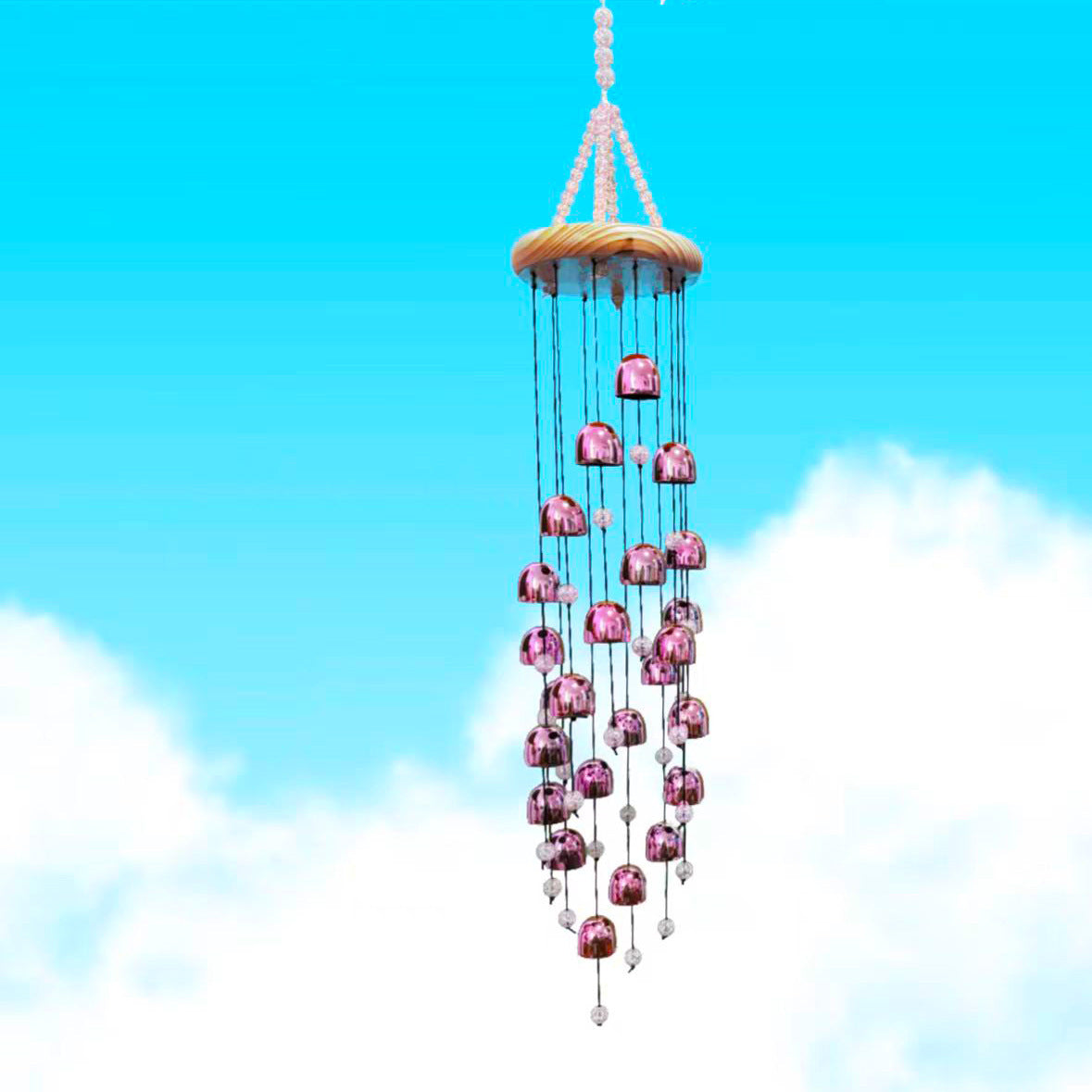 1pc Elegant Metal Wind Chime with 23 Bells - 26-Inch Hanging Wind Catcher for Home, Garden, Balcony, Festival & Christmas Decoration - No Battery Needed