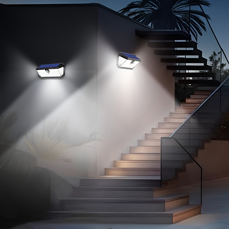 2 Pack/4 Pack Super Bright 416 LED Solar Security Lights Outdoor, Motion Sensor Wall Lights with 300° Wide Angle, IP65 Waterproof Solar- Lights, 3 Modes (Night/Day/Dual), Easy Install for Yard, Garden, Fence, Garage, Front D