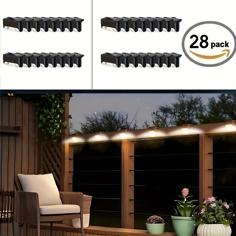 32/28/18pcs Set Of Solar Step Lights, Outdoor Step Lights, IP44 LED Solar Lights, Suitable for Outdoor Stairs, Steps, Fences, Terraces, Yards, Railings, Gardens, Backyards And Paths