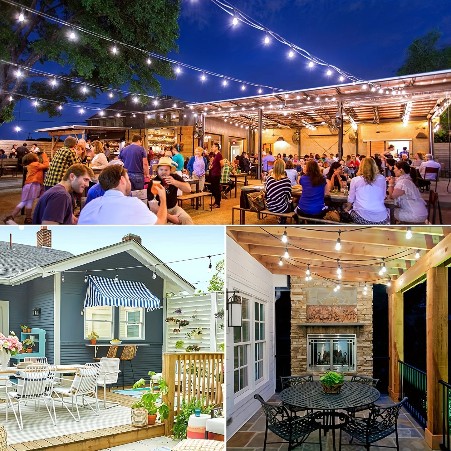 Jinghuai 58ft Solar String Lights Outdoor with Remote, Dimmable Solar String Lights for Outside with 52 Shatterproof Bulbs, G40 LED Patio Lights String Solar Powered, Hanging Lights for Yard Decor, Halloween, Christmas Decora