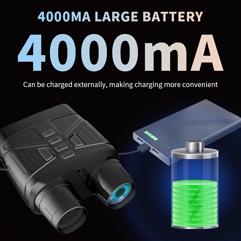 4K HD 5x Zoom Night Vision 36MP Night Infrared Detection Screen Binoculars 3.0 Inch "(800 * 480) HD TFT Screen Built-in 4000mA Lithium Battery Video Camera to Take Pictures, Full Black Observation Distance: 400m, Infrared Lam