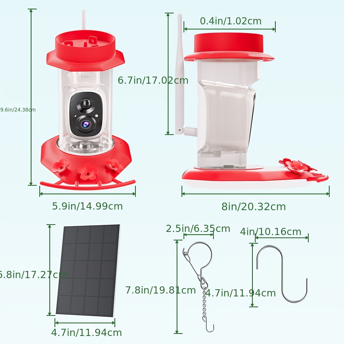 HIXX Smart Hummingbird Feeder with Camera, Hummingbird Feeder Flowers, Outdoor Bird Feeder, Wildlife Observation, Backyard Wildlife, Modern Bird Accessory, Sleek Outdoor Design, Solarpowered Feeder, Durable Plastic, Camera Fe