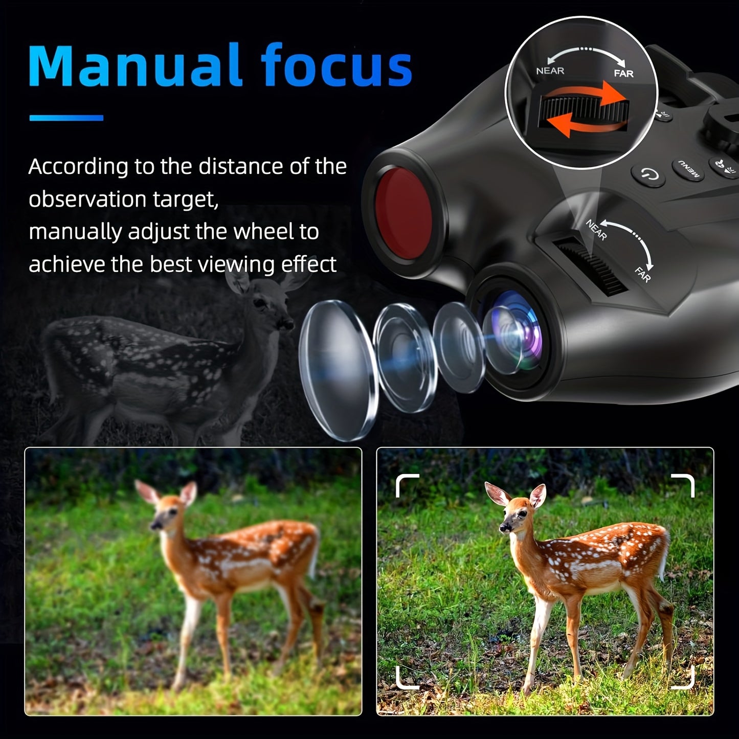GTMEDIA N4 5x Zoom Night Vision Binoculars with 850nm IR & 1080P HD Recording - Compact Design for Hunting, Wildlife Observation, USB Rechargeable, 28mm Objective Lens, Center Focus, Durable Plastic Construction, Includes 32G