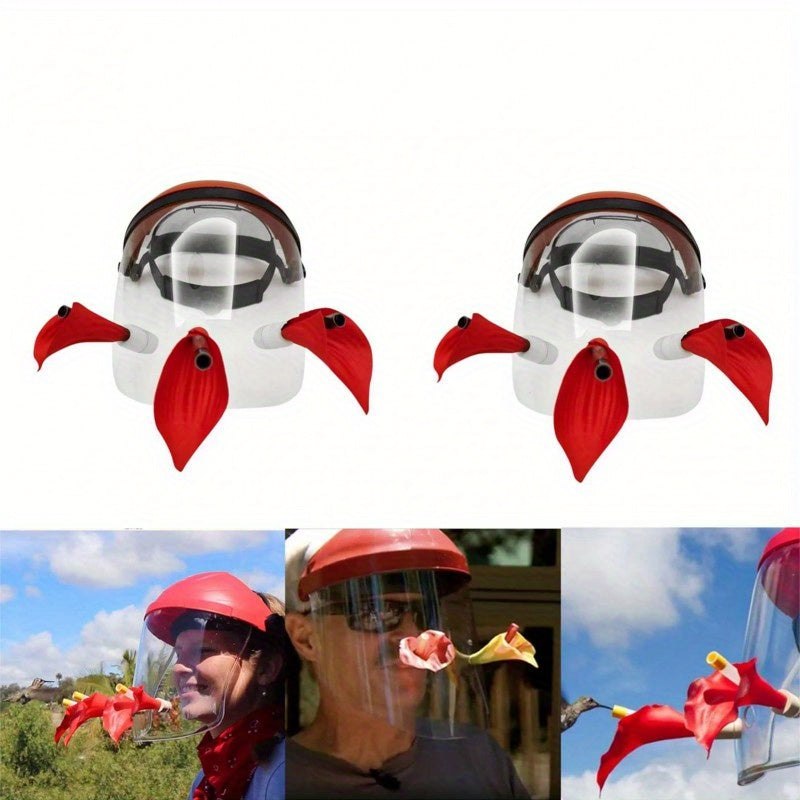 Hummingbird Feeder Hat - Helmet-Style Design with Spill-Proof Ports for Outdoor Birdwatching, Hands-Free & Lightweight, 10.24*11.02inch