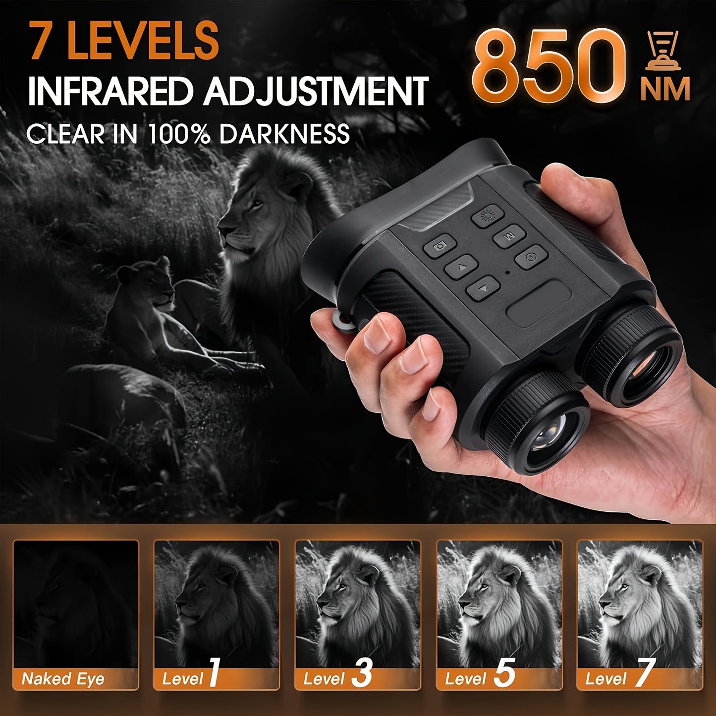 4K Night Vision Goggles And Binoculars - with Built-in Flashlight, 8X Digital Zoom, 2500mAh Rechargeable Battery, 32GB SD Card. Works In 100% Darkness. Ideal for Observation, Bird Watching, Security Surveillance, Camping