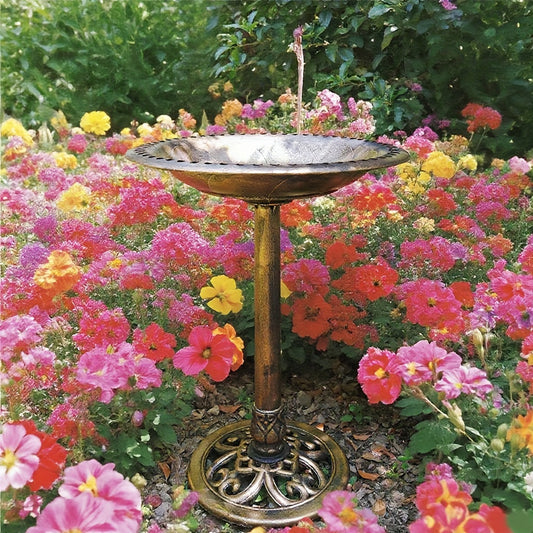 Solar-Powered Bird Bath: Bronze Resin Pedestal Without Fountain Pump, Classic Round Design for Garden Decor, Bird Bath Solar Fountain, Solar Bird Bath, Bird Bath for Outside Extra Large Size, Garden Decor for Outside, Large B