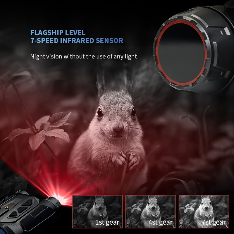 4K Night Vision Binoculars with 16X Digital Zoom, Supporting Photo And Video Recording. 2.4in Screen, 7-Level IR Adjustable, 3000mAh Battery (5-6 Hours), 32GB TF Card, WiFi, Altitude, Barometer, E-Compass - Handheld, Helmet &