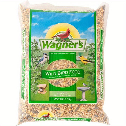 Wagner'S Classic Blend Wild Bird Food - 6lb Premium Seed Mix with Sunflower Seeds, Safflower, Millet & More - Attracts Finches, Sparrows, Blue Jays - Natural Outdoor Feeding for Backyard Birds, Bird Food, Bird Feeding, Vibran