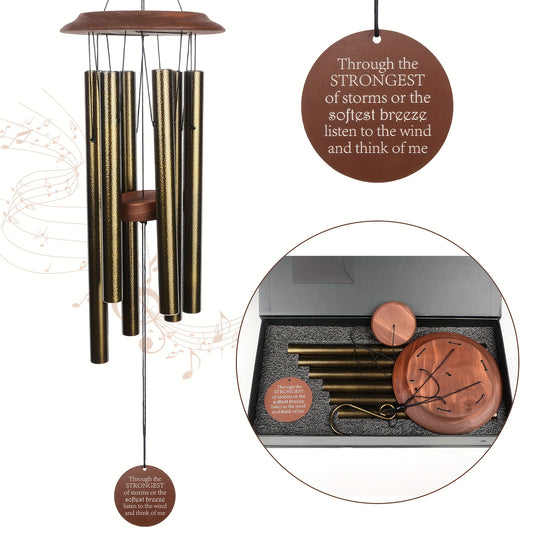 Extra Large Wind Chime - Antique Bronze Finish, Rust-Resistant Outdoor/Indoor Decoration with Soothing sounds, No Batteries Needed - Perfect for Garden, Patio, Living Room, or as a Wedding/ Housewarming Gift - Elegant Hanging