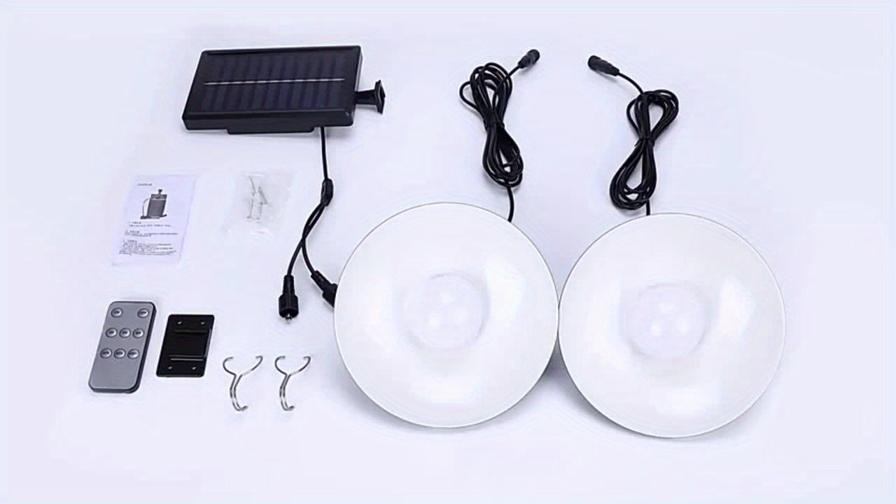 Solar Pendant Light(1 Tray 2), Upgraded Motion Sensor Light, Indoor Dimmable, With Remote Control, 3000K/4500K/6000K, 16.4-foot Cable, Outdoor Light With Remote Control, Suitable For Gardens, Terraces, Balconies, Shacks, Cour