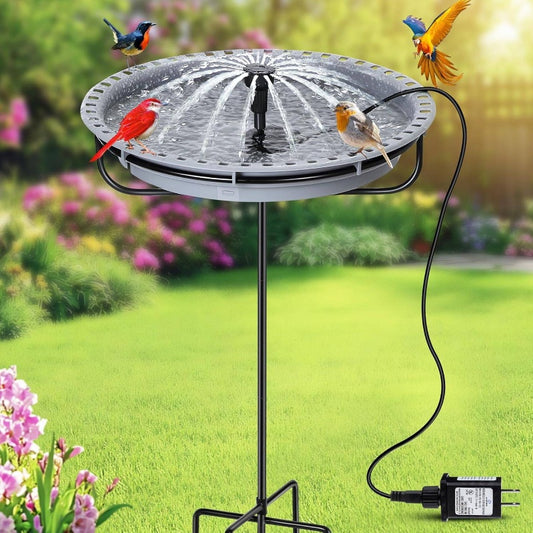 Outdoor/ Bird Bath Fountain Set with 5W Pump - 24-Hour Waterfall & Basin, Auto Shut-Off & Dry Run, Easy Installation for Garden,, Yard Bird Feeding Area, Submersible Water Fountain Pump, Water Pump Fountain, Fountain Pumps Fo