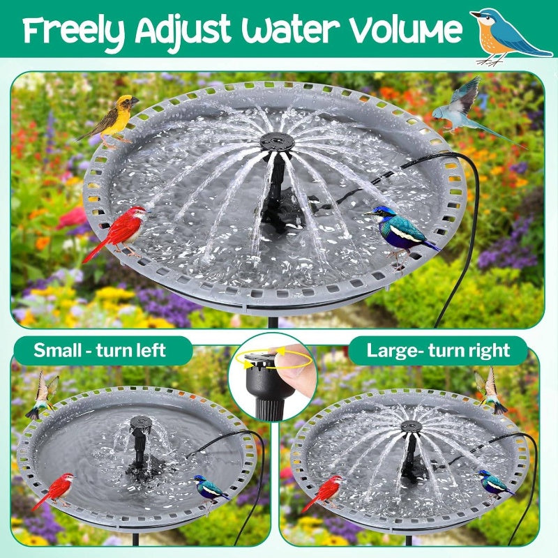 Outdoor/ Bird Bath Fountain Set with 5W Pump - 24-Hour Waterfall & Basin, Auto Shut-Off & Dry Run, Easy Installation for Garden,, Yard Bird Feeding Area, Submersible Water Fountain Pump, Water Pump Fountain, Fountain Pumps Fo