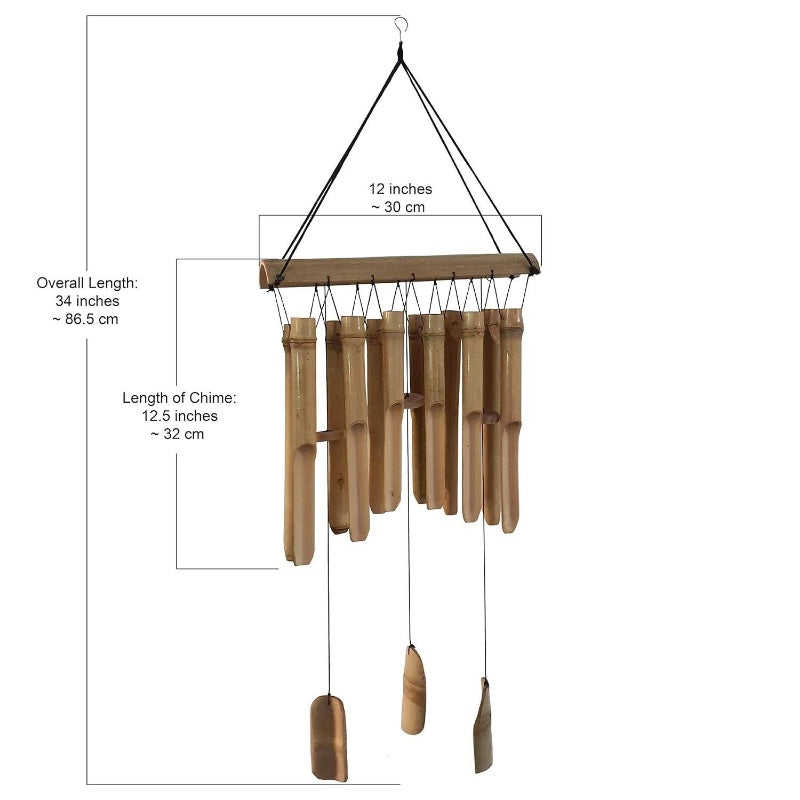 Handmade Large 34-Inch Wind Chimes with 12-Tube Double Row - Natural Soothing Sound Outdoor/ Wind- Musical Instrument, Garden & Patio Dcor, Durable Wind Chime Tower for Home,, Balcony (No Needed)