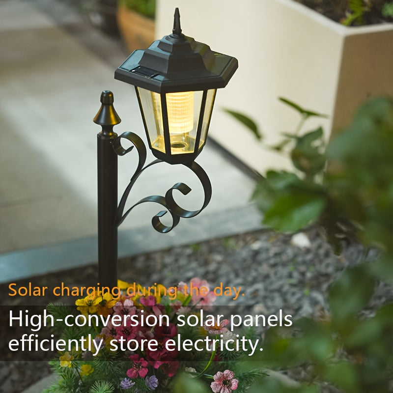 29.5" Solar Outdoor Floor Lamps with Planter - IP44 Warm White Light, Easy Install LED Planters for Lawn, Patio, Front/Back Door Decor