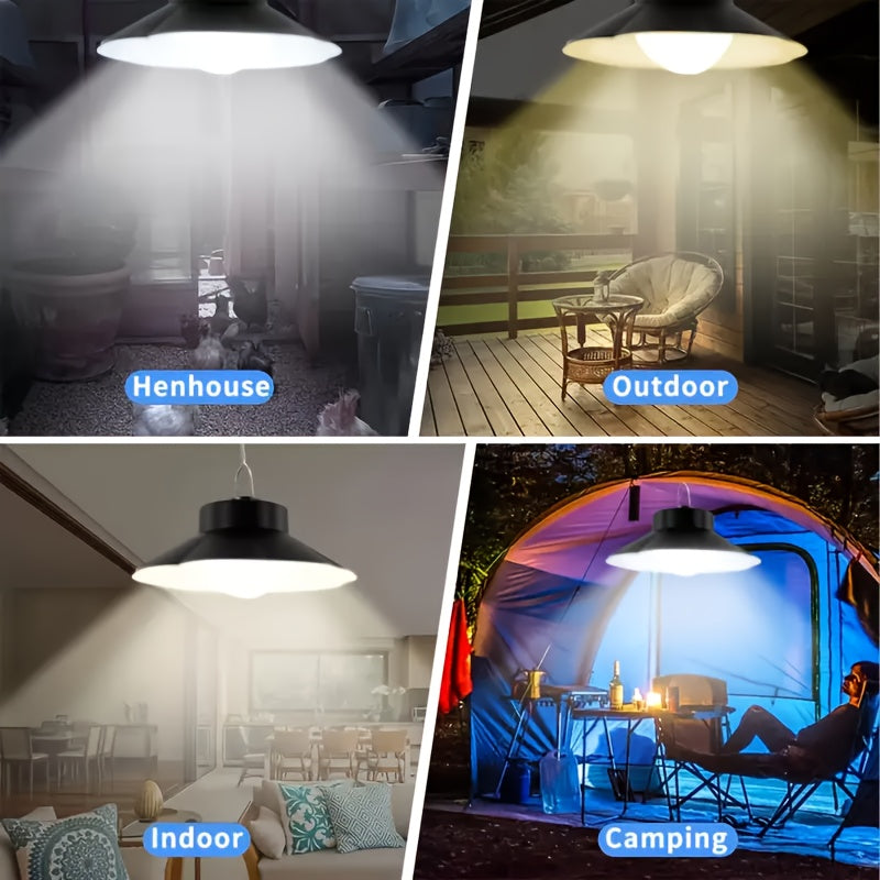 Solar Pendant Light(1 Tray 2), Upgraded Motion Sensor Light, Indoor Dimmable, With Remote Control, 3000K/4500K/6000K, 16.4-foot Cable, Outdoor Light With Remote Control, Suitable For Gardens, Terraces, Balconies, Shacks, Cour