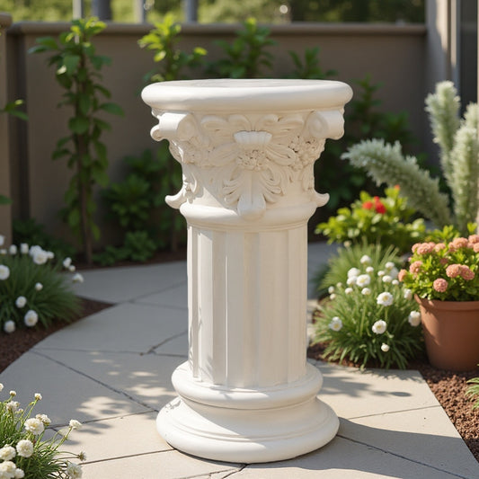 Elegant White Resin Roman & Greek Column Sculptures - Classic Freestanding Outdoor/Indoor Decorative Columns with Decorative Top, Durable Garden, Wedding, Dining Table & Terrace Decor, No Batteries/Electricity, Easy Installat