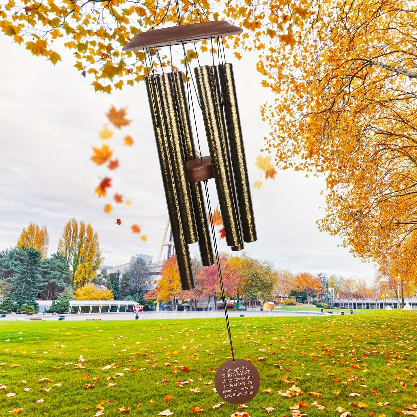 Extra Large Wind Chime - Antique Bronze Finish, Rust-Resistant Outdoor/Indoor Decoration with Soothing sounds, No Batteries Needed - Perfect for Garden, Patio, Living Room, or as a Wedding/ Housewarming Gift - Elegant Hanging