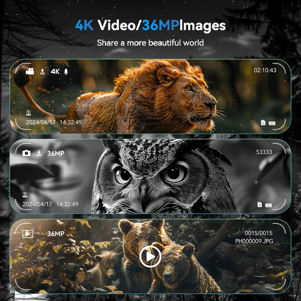 4K Night Vision Goggles for Adults Digital Infrared Binoculars with 3 Inch Screen 36MP Photo 5X Zoom 7 Level IR Rechargeable for Hunting Wildlife and Security