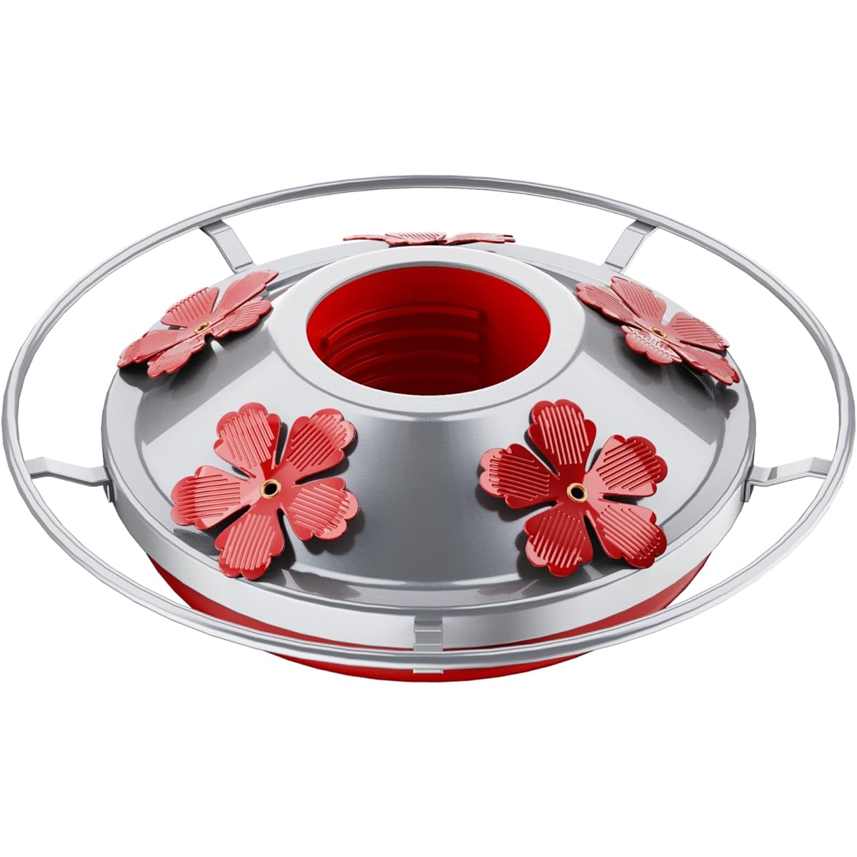 Hummingbird Feeder Replacement Bottom Base Replacement Part Includes Red Plastic Base Metal Top and Brushes (Silvery-1),  Functional Feeder Setup, Durable Feeder Components, Longlasting Parts, Feeder Repair Kit, Wildlife Love