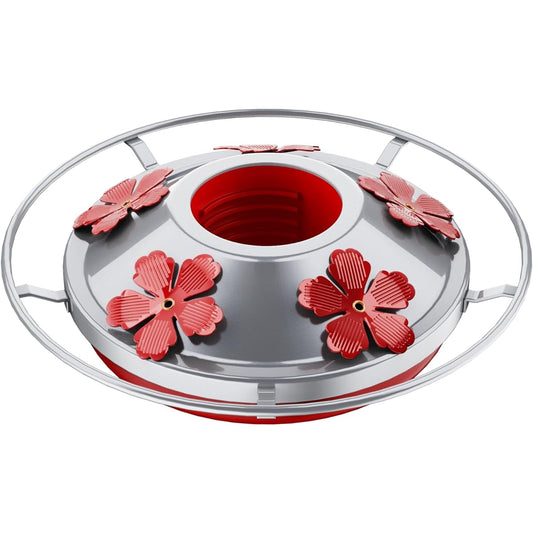 Hummingbird Feeder Replacement Bottom Base Replacement Part Includes Red Plastic Base Metal Top and Brushes (Silvery-1),  Functional Feeder Setup, Durable Feeder Components, Longlasting Parts, Feeder Repair Kit, Wildlife Love