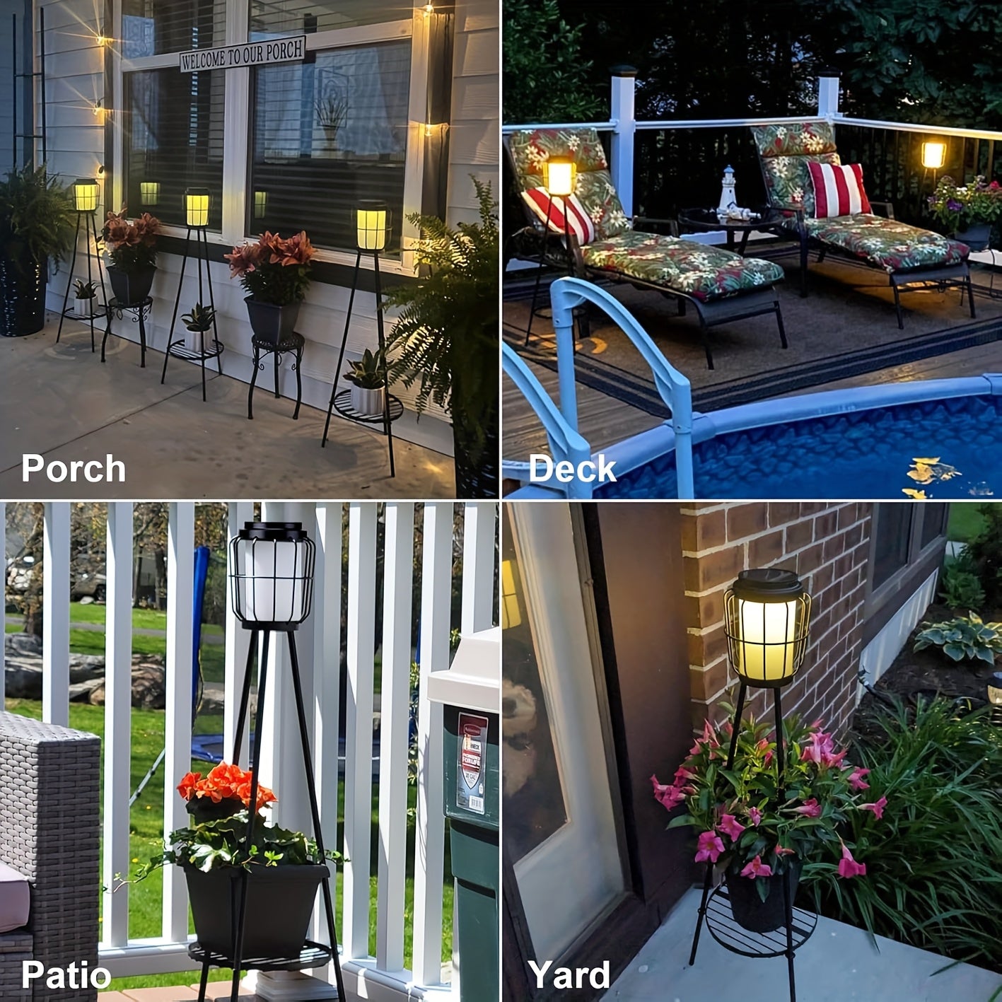 36" Solar-Powered Outdoor Floor Lamp with Metal Plant Stand - Adjustable Brightness, Durable Metal Construction, Ideal for Patio, Deck, Yard, Garden Decor - Space-Themed, Toggle Control, Solar Charging, No Remote Needed, Gard
