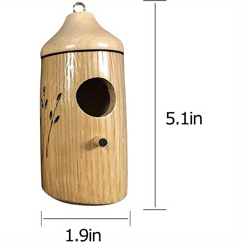 1pc Hummingbird House - Rustic Recycled Wood Bird Feeder & Nesting Shelter for Hummingbirds, Wrens, Swallows, Sparrows - Garden Decor with Easy-Hang Metal Ring, No Electricity Needed, Hummingbird Decor, Natural Wood Construct