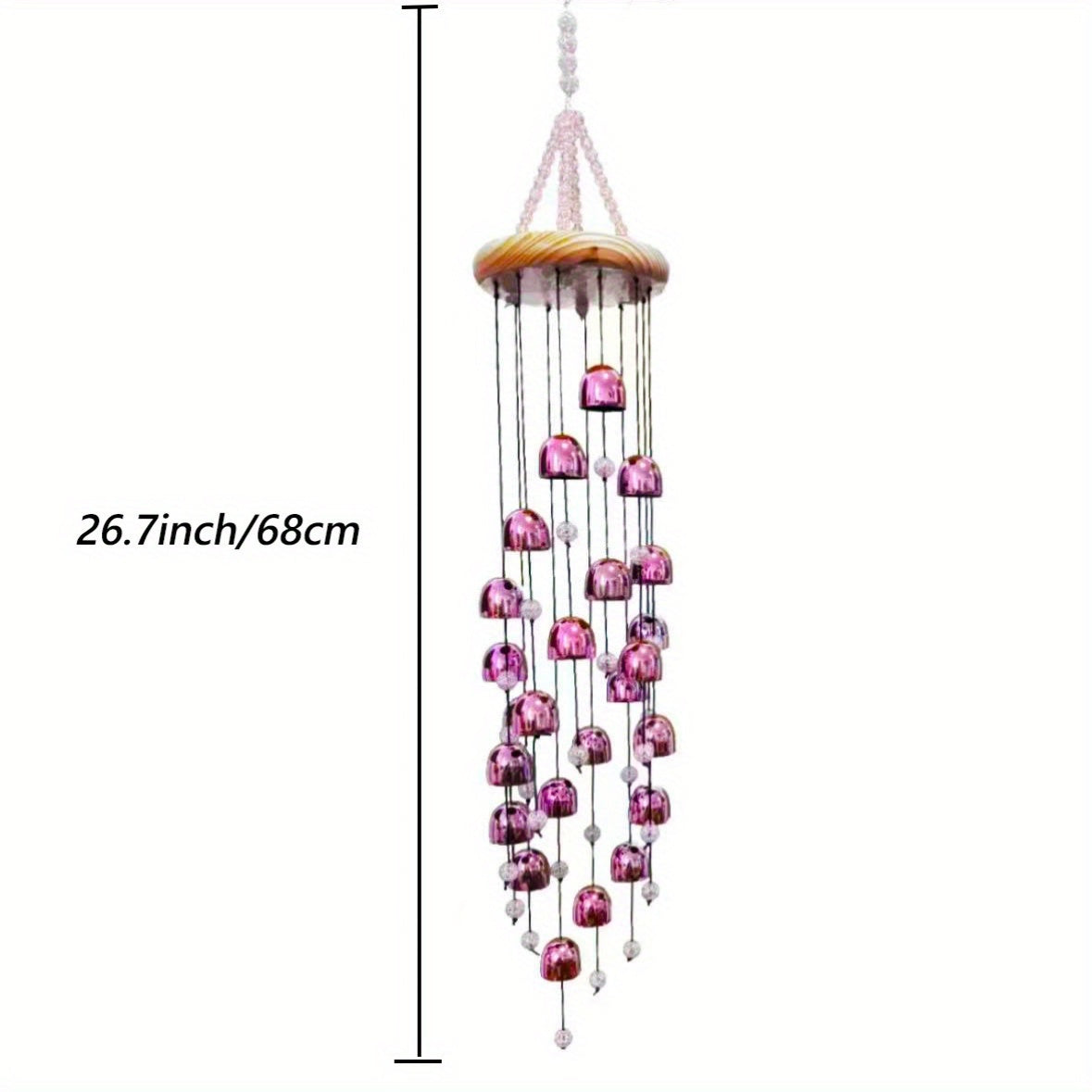 1pc Elegant Metal Wind Chime with 23 Bells - 26-Inch Hanging Wind Catcher for Home, Garden, Balcony, Festival & Christmas Decoration - No Battery Needed