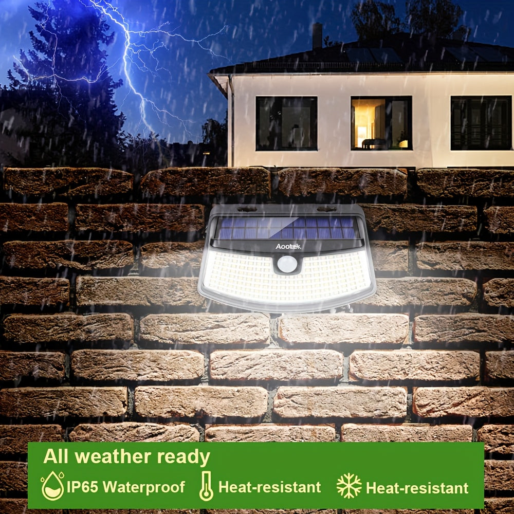 Solar Motion Sensor Lights 120 LEDs with Lights Reflector, 270° Wide Angle, IP65 Waterproof, Step Lights for Front Door, Yard, Garage, Deck, Solar Sensor Light