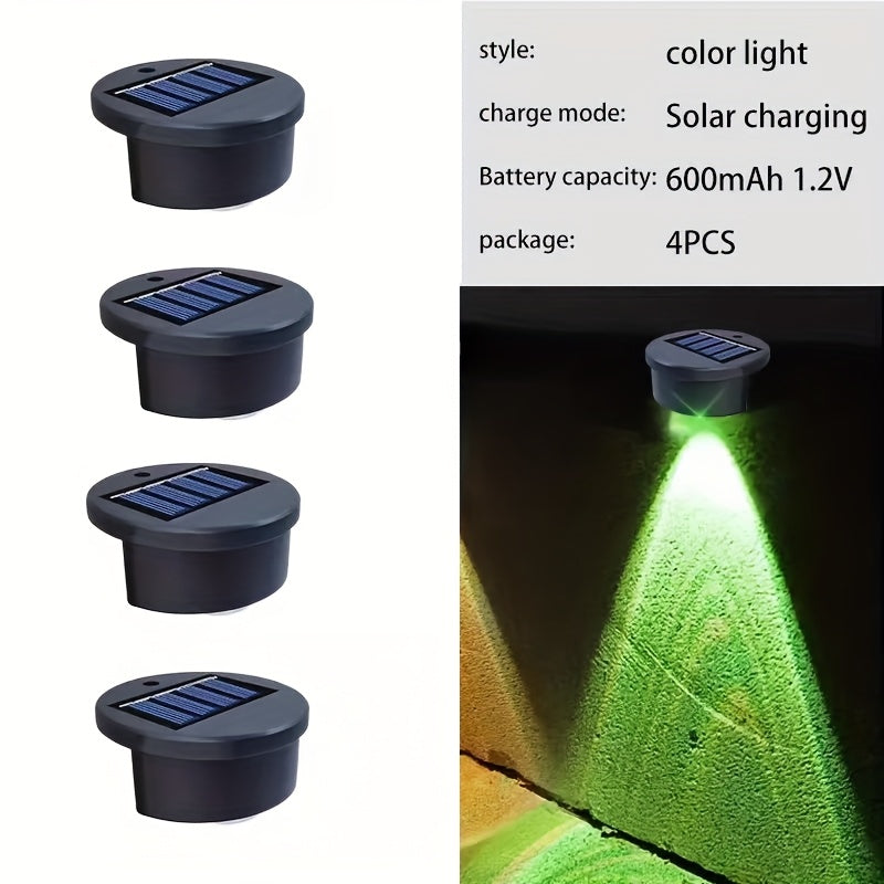 4pcs Solar Step Light, Outdoor LED Solar Path Light, IP44, Commercial Street Decorative Light, Outdoor Desk Light, Suitable for Fences, Stairs, Balconies, Decks, Deck Fences, Railings, Gardens, Terraces, Stairs And Courtyards