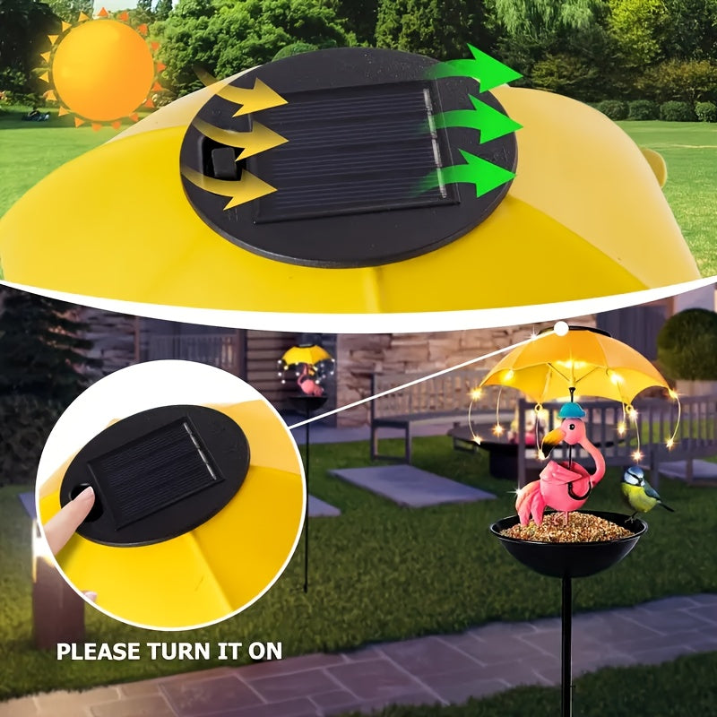 Bee Statue Bird Feeder, Bird Feeding Device, Garden Decoration With Flamingo Statue, Hummingbird Feeding Trough Lamp, Suitable For Walkways, Lawns And Terraces
