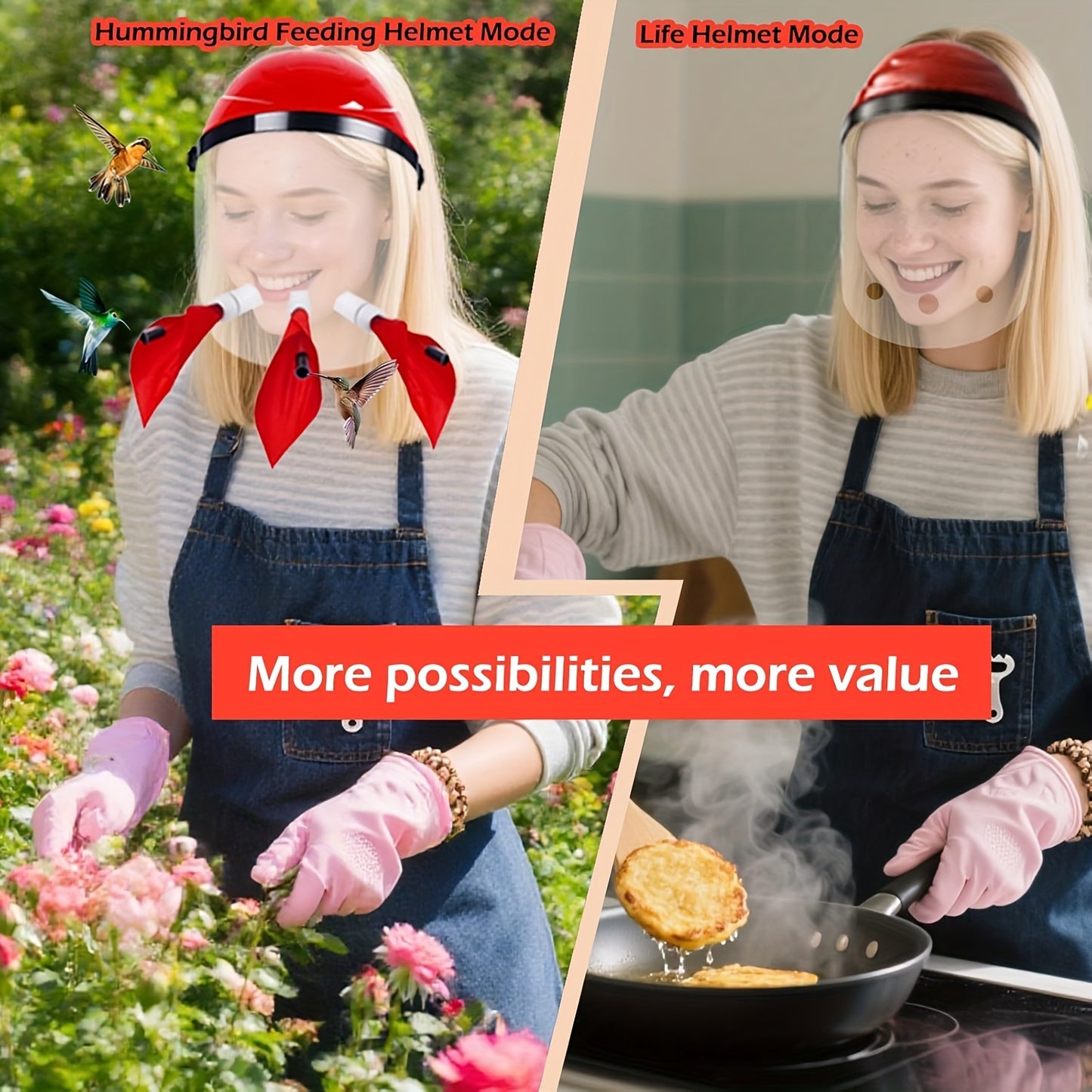 Hummingbird Feeder Hat - Helmet-Style Design with Spill-Proof Ports for Outdoor Birdwatching, Hands-Free & Lightweight, 10.24*11.02inch