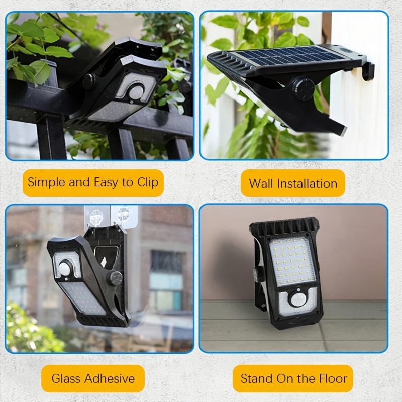 2-Pack Solar-Powered Motion Sensor Outdoor Wall Lights with Adjustable Angle & 360° Rotating - Waterproof Durable Metal Finish