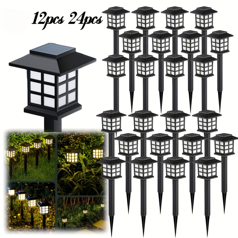 24pcs Solar Outdoor Lights, IP44 Footpath Lights, LED Landscape Lighting Garden Lights For Footpaths, Driveways, Courtyards And Lawns - Warm Light.