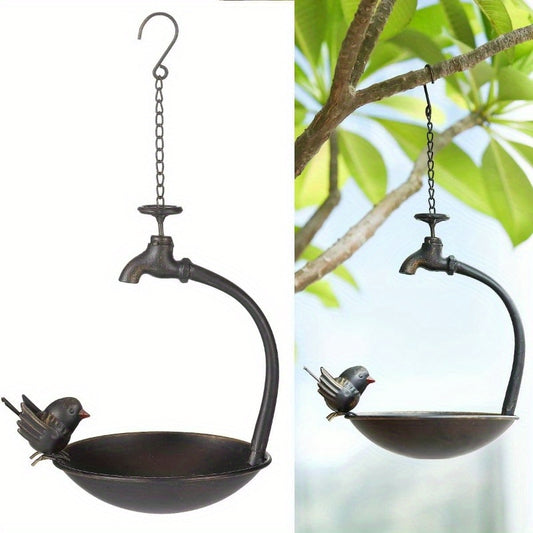 Antique Cast Iron Faucet Hanging Bird Bath Outdoor Bird Bath Bird Feeder Seed Tray Garden Yard Decor
