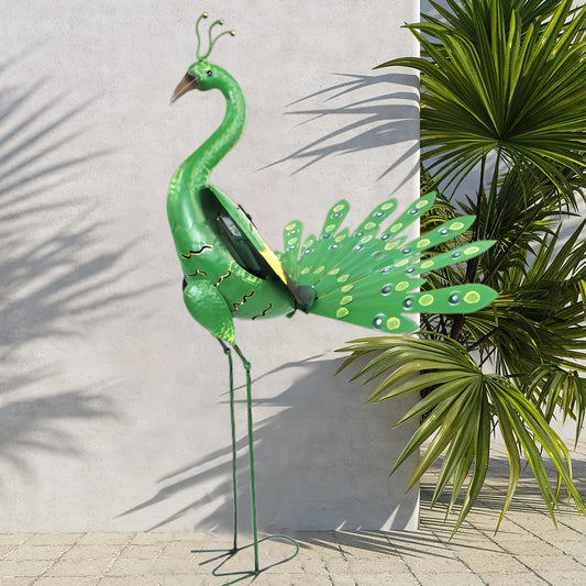Outdoor Decor Blue Metal Peacock Yard Art Garden Sculptures & Statues, 35.4'' Large Metal Bird Garden Decor For Outside, Yard Decorations Outdoor For Patio, Gifts For Mom