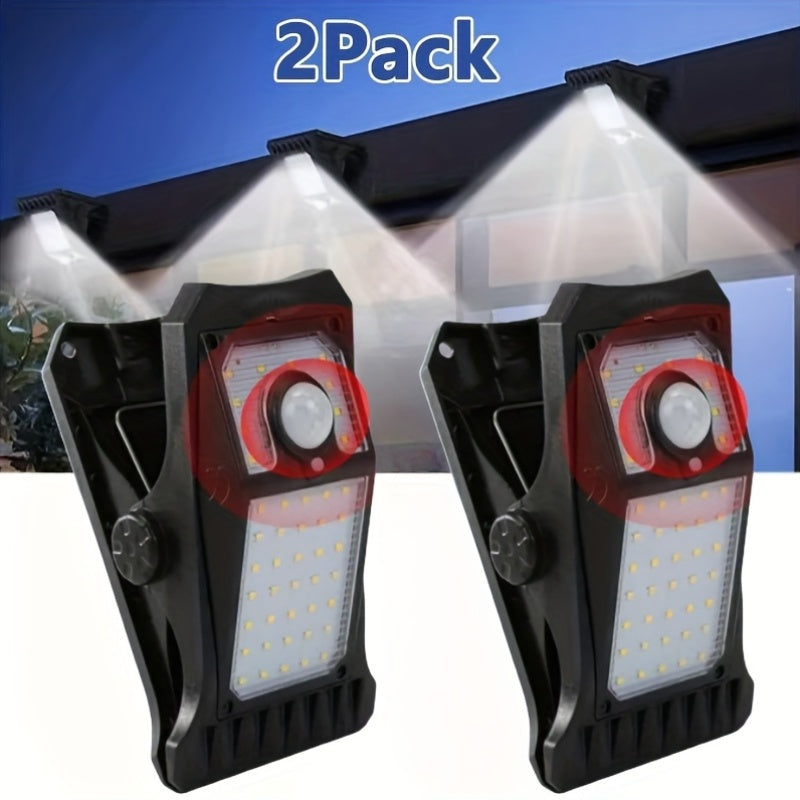2-Pack Solar-Powered Motion Sensor Outdoor Wall Lights with Adjustable Angle & 360° Rotating - Waterproof Durable Metal Finish