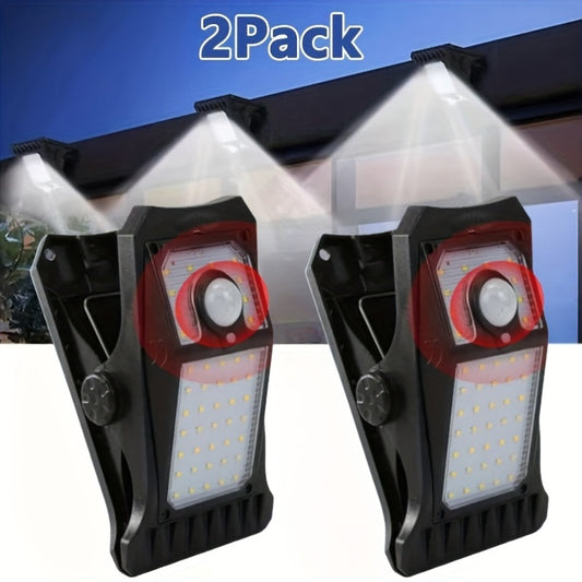 2-Pack Solar-Powered Motion Sensor Outdoor Wall Lights with Adjustable Angle & 360° Rotating - Waterproof Durable Metal Finish