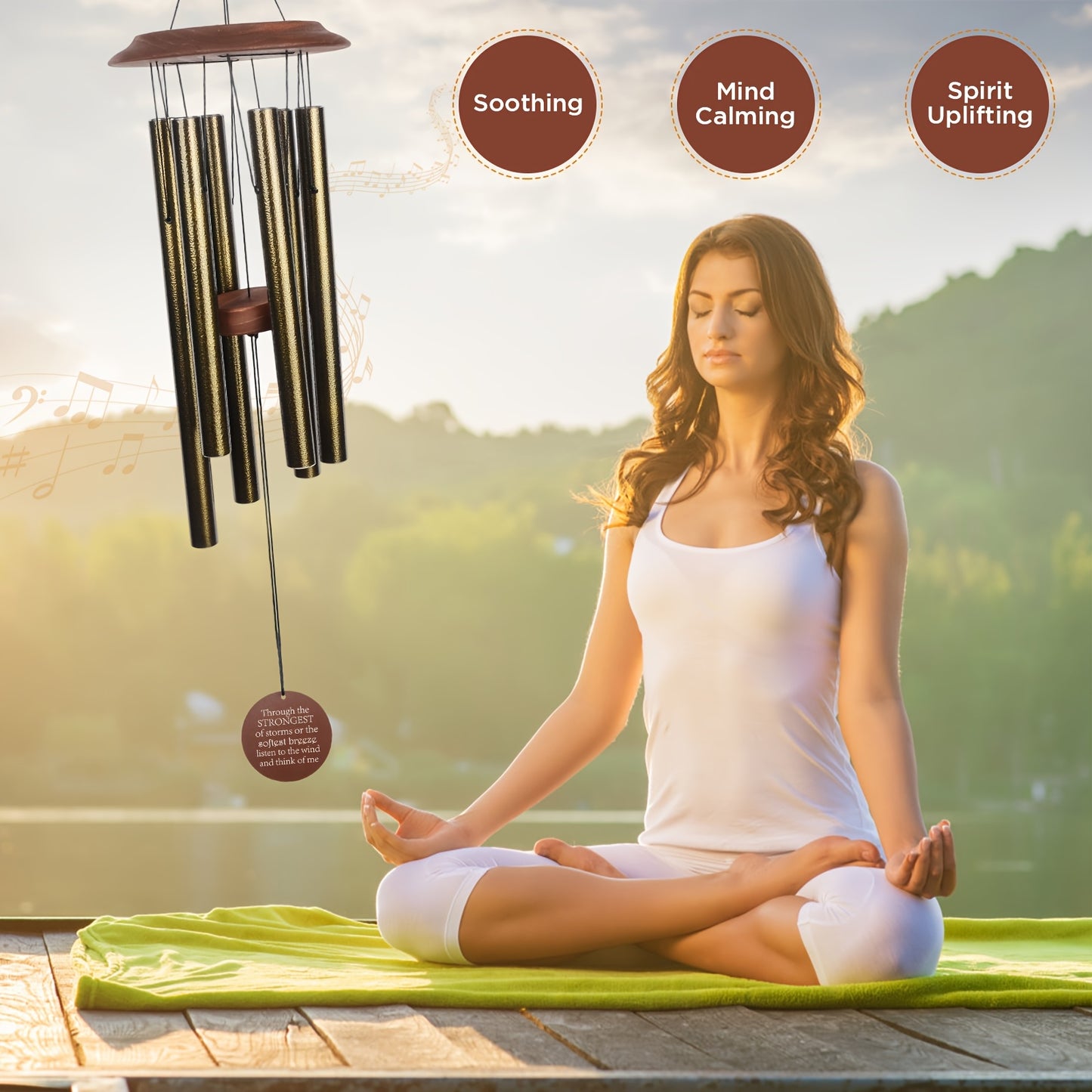 Extra Large Wind Chime - Antique Bronze Finish, Rust-Resistant Outdoor/Indoor Decoration with Soothing sounds, No Batteries Needed - Perfect for Garden, Patio, Living Room, or as a Wedding/ Housewarming Gift - Elegant Hanging