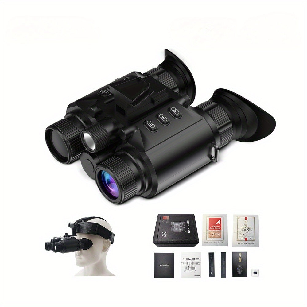 Night Vision Goggles - 4K Night Vision Binoculars for Adults, 3500mAh Rechargeable Infrared Binoculars with 1.4'' Dual Screen, 8X Digital Zoom External Flashlight for Camping, Night Vision Goggles with Head Strap, Outdoor Exp