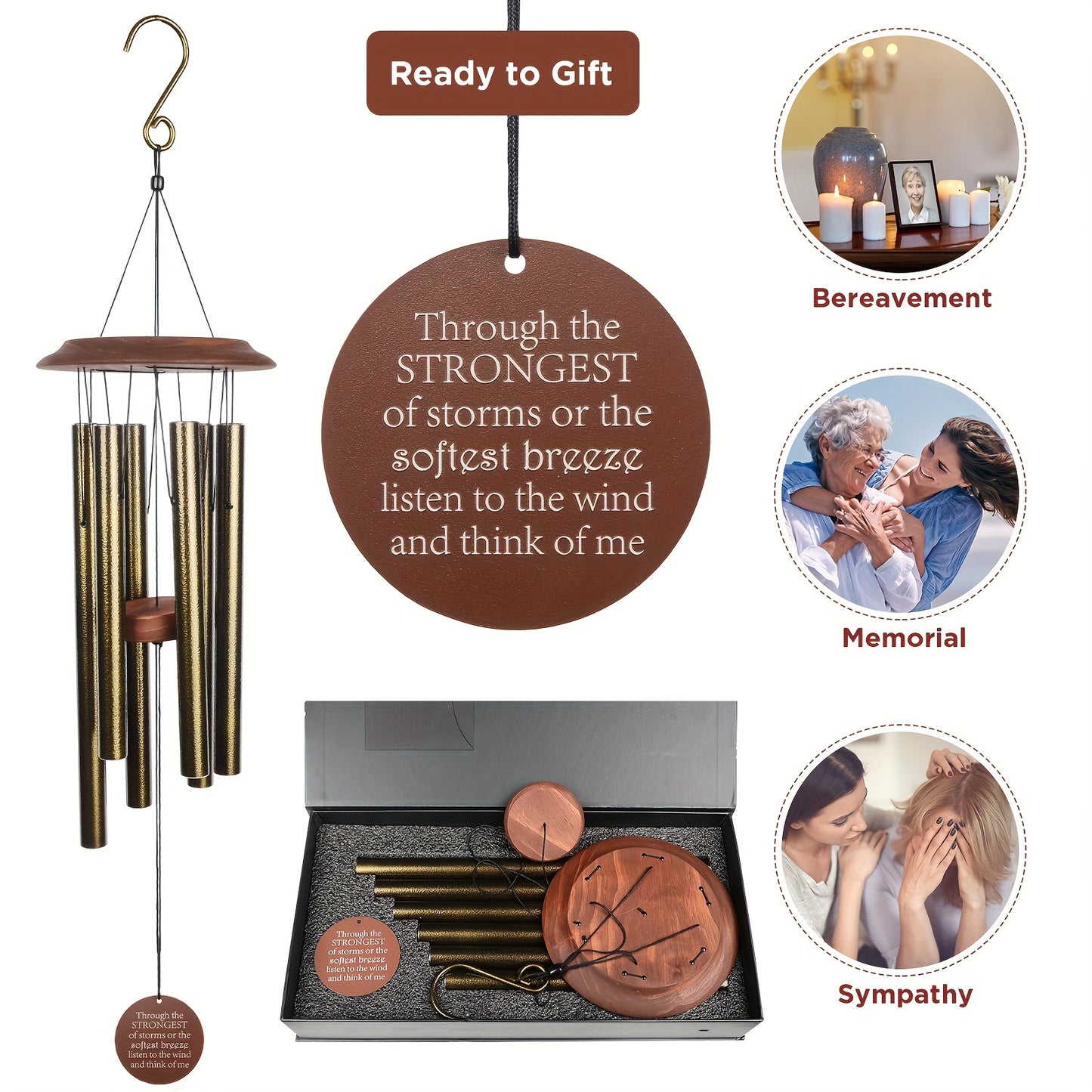 Extra Large Wind Chime - Antique Bronze Finish, Rust-Resistant Outdoor/Indoor Decoration with Soothing sounds, No Batteries Needed - Perfect for Garden, Patio, Living Room, or as a Wedding/ Housewarming Gift - Elegant Hanging