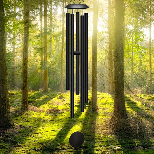 66-inch large wind chimes, 5 outdoor aluminum wind chimes, dark tones, outdoor wind chimes, suitable for outdoor doorways, gardens, balconies and memorial decorations - metal wind chimes, with soothing and deep tones, a condo