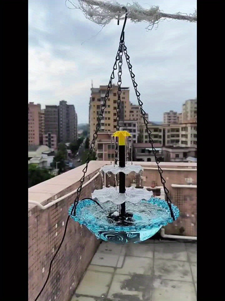 Solar Fountain Bird Bathing Fountain Outdoor Bird Feeder, Three Story Flowing Water Decorative Fountain Bird Feeding & Bathing Equipment, Detachable DIY, Bird Feeding Station, Garden Decoration, Hummingbird Attractor, Bird Lo