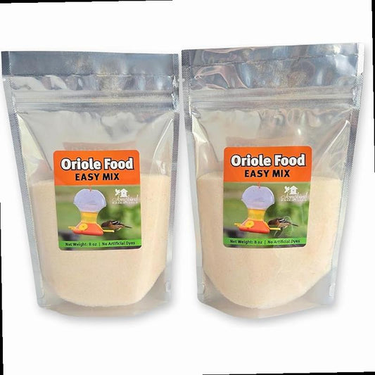 Songbird Essentials Oriole Nectar Mix 8 Ounce Dry Concentrate Makes 48 Ounces Nectar No Boil All Natural No Dyes or Artificial Sweeteners Attracts Orioles and Hummingbirds Pack of 2
