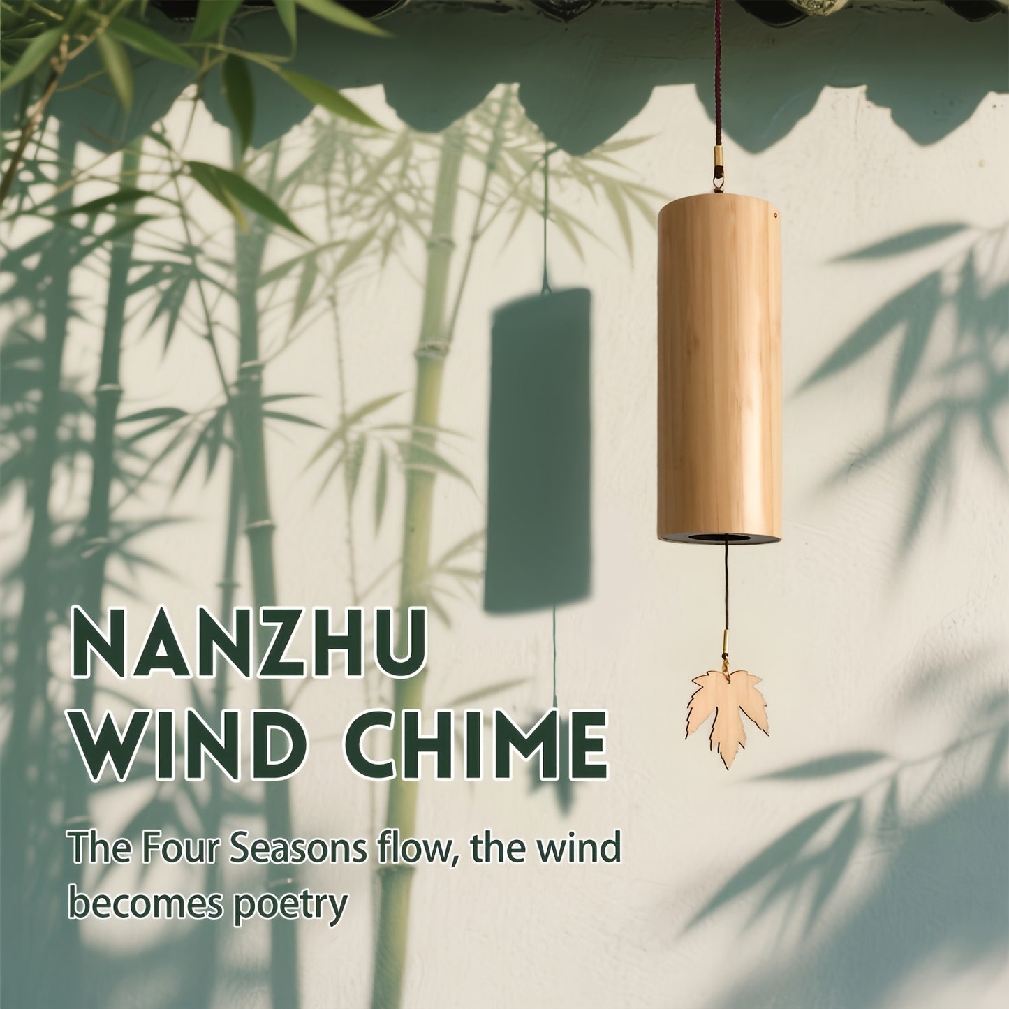 1pc Antique Bamboo Wind Chime - Hand-Cranked Tube Chord Wind Chimes for Indoor/Outdoor Use, No Electricity Needed, Natural Bamboo Material, Hanging Decor for Courtyard, Garden, Patio, Balcony - Soothing Sound & Aesthetic Appe