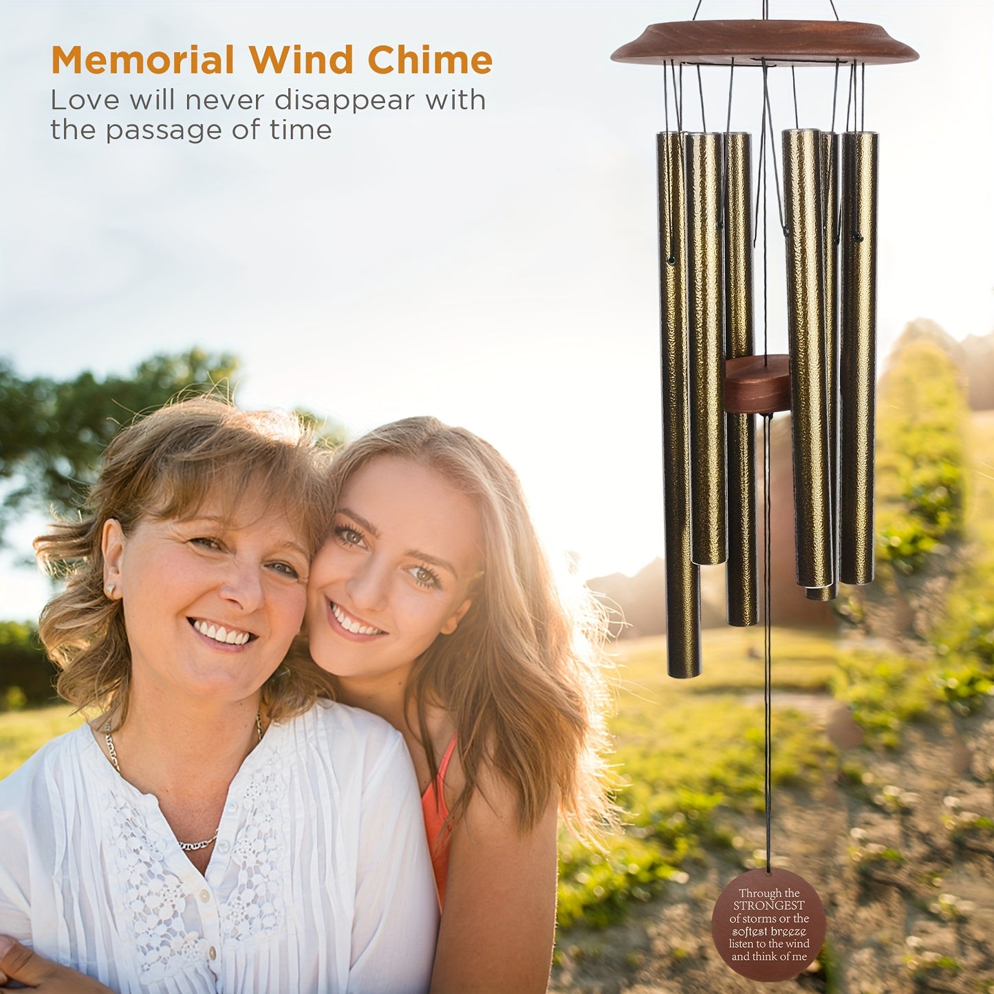 Extra Large Wind Chime - Antique Bronze Finish, Rust-Resistant Outdoor/Indoor Decoration with Soothing sounds, No Batteries Needed - Perfect for Garden, Patio, Living Room, or as a Wedding/ Housewarming Gift - Elegant Hanging