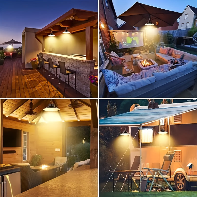 Solar Pendant Light(1 Tray 2), Upgraded Motion Sensor Light, Indoor Dimmable, With Remote Control, 3000K/4500K/6000K, 16.4-foot Cable, Outdoor Light With Remote Control, Suitable For Gardens, Terraces, Balconies, Shacks, Cour