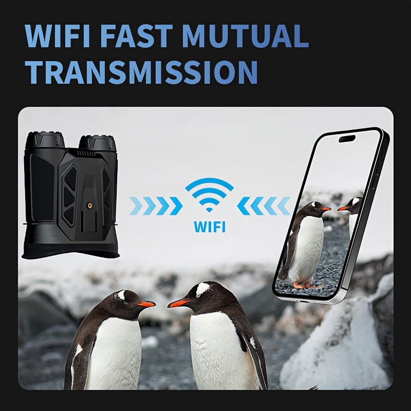 4K Night Vision Binoculars with 16X Digital Zoom, Supporting Photo And Video Recording. 2.4in Screen, 7-Level IR Adjustable, 3000mAh Battery (5-6 Hours), 32GB TF Card, WiFi, Altitude, Barometer, E-Compass - Handheld, Helmet &